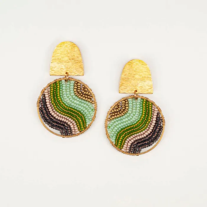 Altiplano Beaded and Brass Flow Post Earrings Earrings