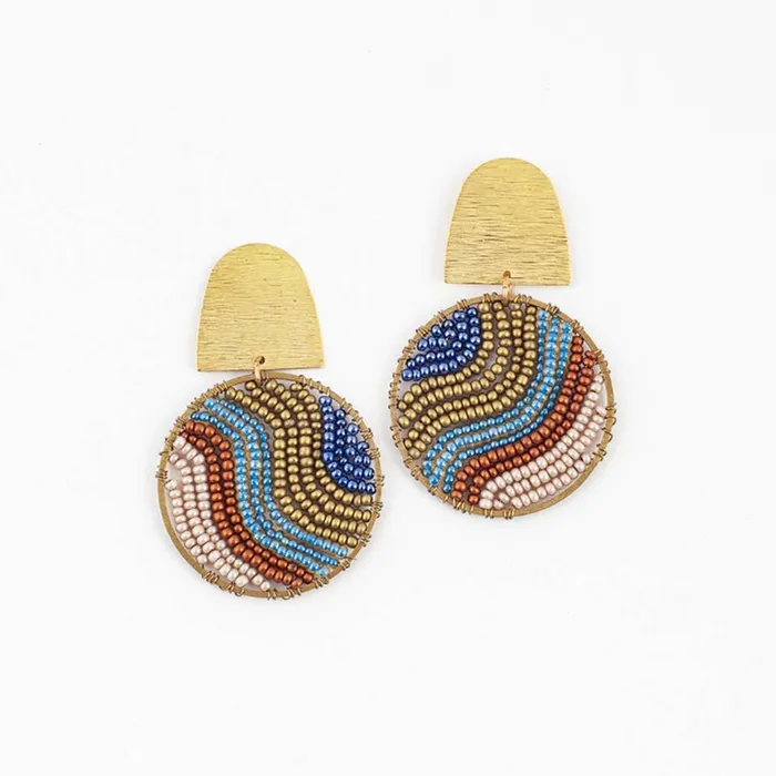 Altiplano Beaded and Brass Flow Post Earrings Earrings