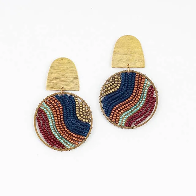 Altiplano Beaded and Brass Flow Post Earrings Earrings