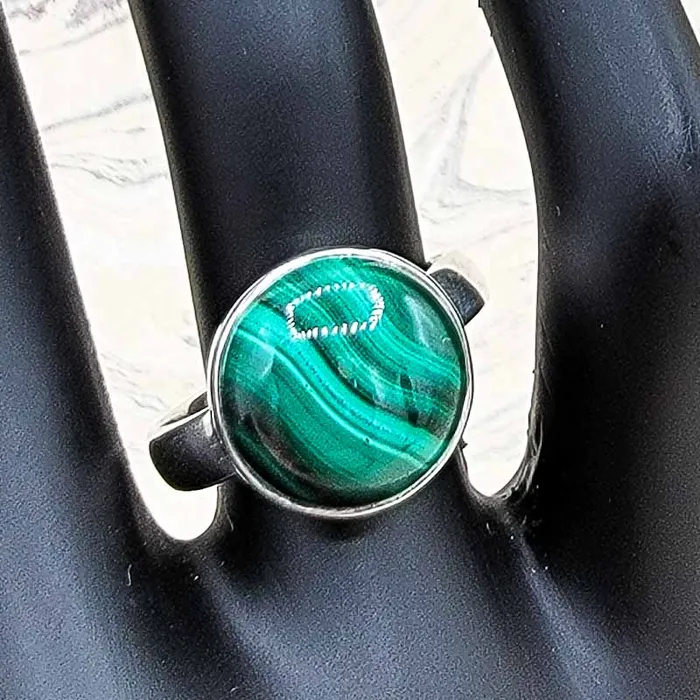 Malachite Circle Ring Sterling Silver Esprit Creations Rings