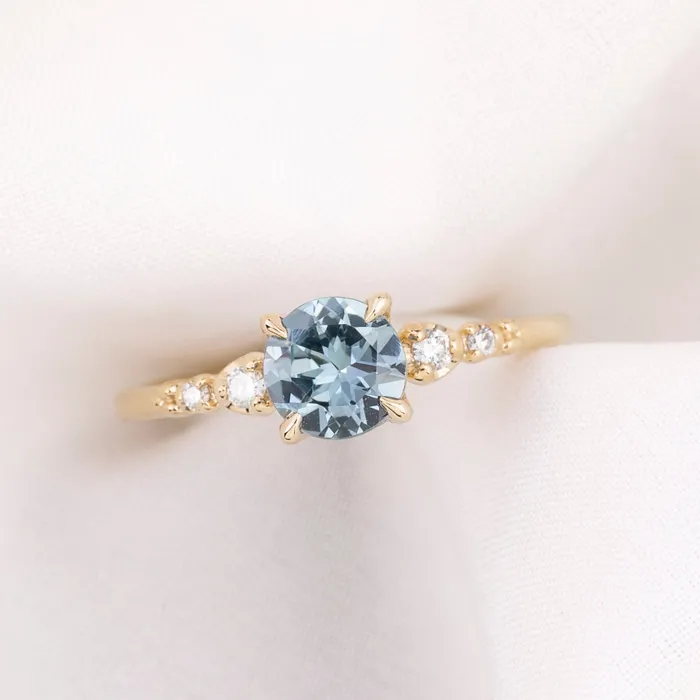 Rings Estel Fleur Four Prongs Ring 101ct Light Blue Montana Sapphire 14k Yellow Gold One of a kind Envero Jewelry Rings Estel Fleur Four Prongs Ring 101ct Light Blue Montana Sapphire 14k Yellow Gold One of a kind Envero Jewelry