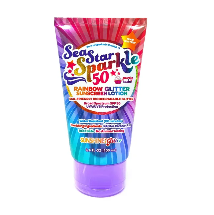 Sunshine Glitter Earrings Sea Star Sparkle Party Cake SPF 50 Glitter Sunscreen