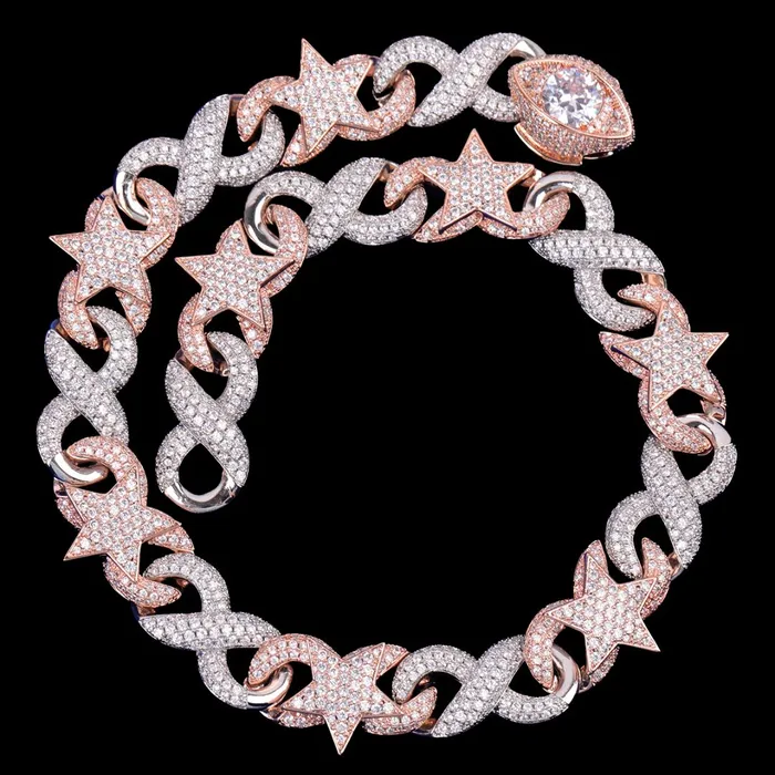 20MM Star Infinity Linked Diamond Eye Iced Out Necklace Chain Star Infinity Necklaces