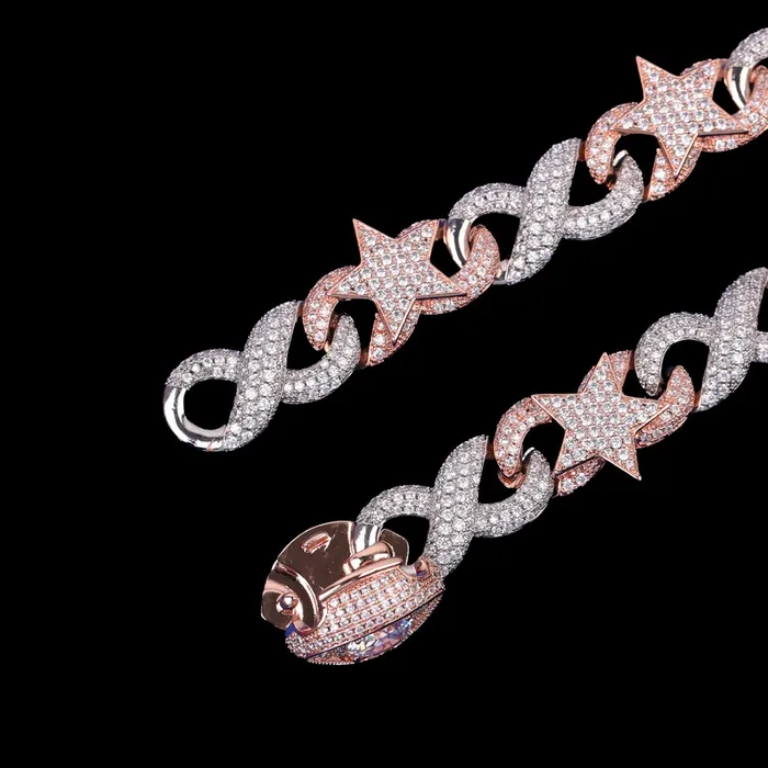 20MM Star Infinity Linked Diamond Eye Iced Out Necklace Chain Star Infinity Necklaces