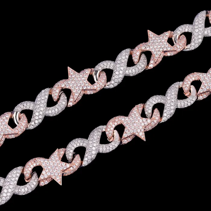 20MM Star Infinity Linked Diamond Eye Iced Out Necklace Chain Star Infinity Necklaces