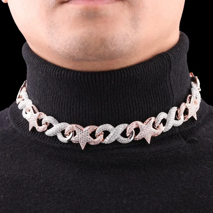 20MM Star Infinity Linked Diamond Eye Iced Out Necklace Chain Star Infinity Necklaces