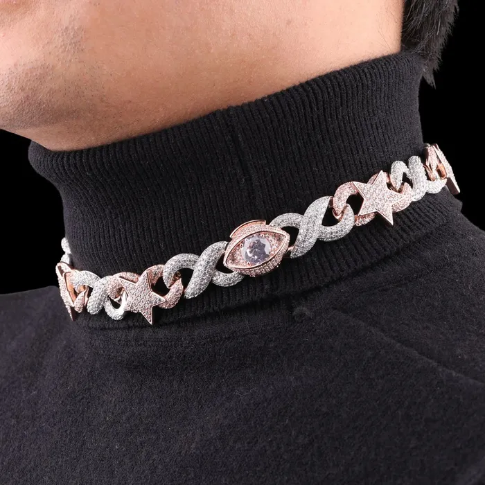 20MM Star Infinity Linked Diamond Eye Iced Out Necklace Chain Star Infinity Necklaces