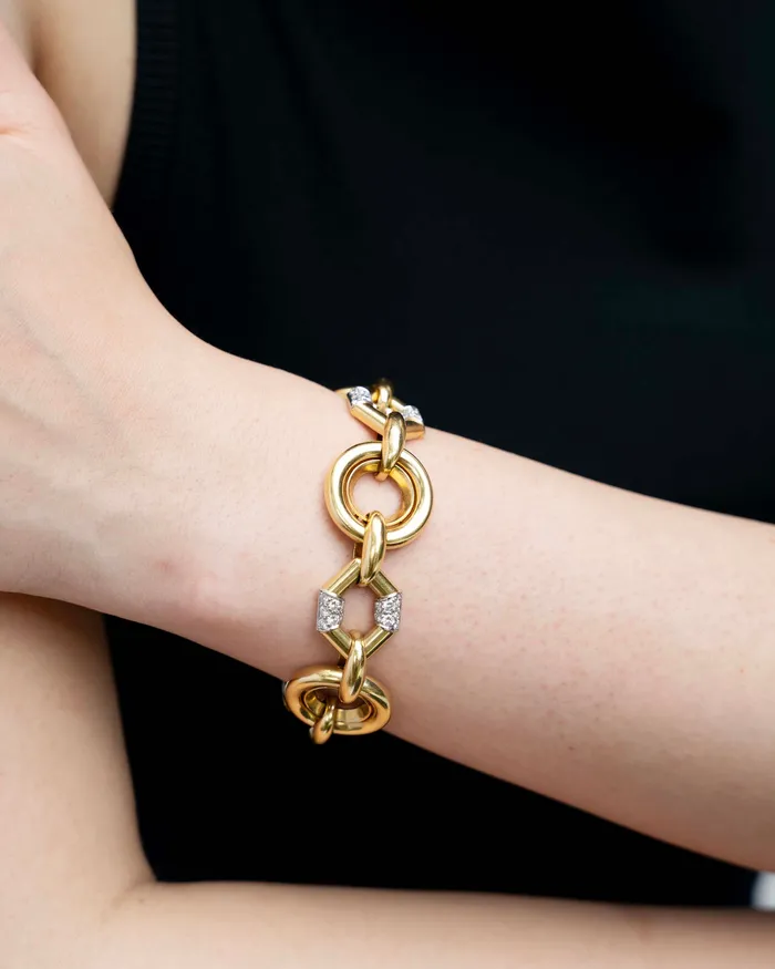 Bell Bird Antiques Bracelets Vintage Boucheron Diamond Linked Bracelet