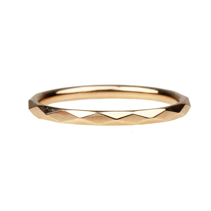 Bell Bird Faceted Gold Band Bell Bird In House Rings