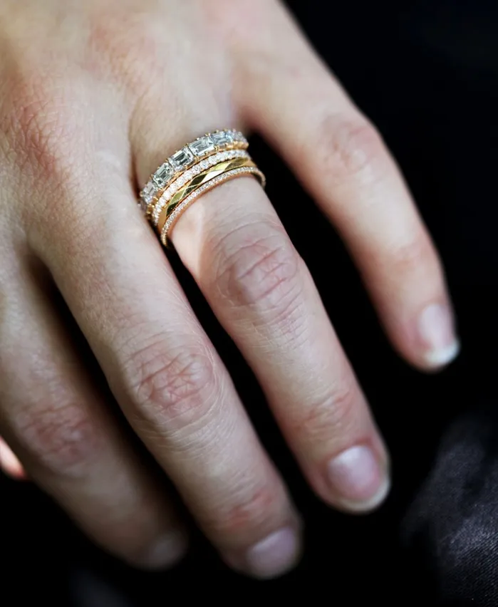 Bell Bird Faceted Gold Band Bell Bird In House Rings