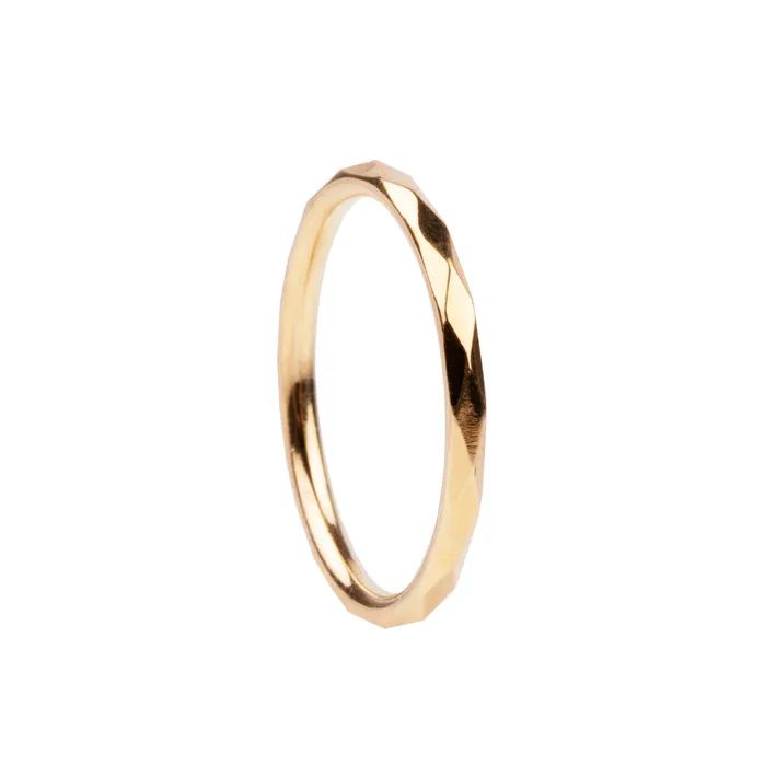 Bell Bird Faceted Gold Band Bell Bird In House Rings