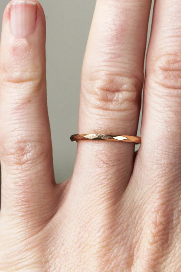 Bell Bird Faceted Gold Band Bell Bird In House Rings