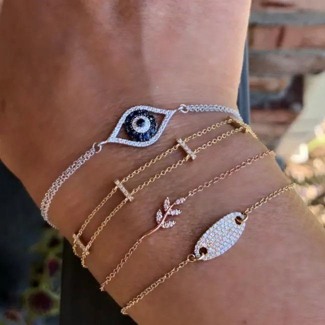 Bracelets NicoleHD Jewelry Evil Eye Diamond And Sapphire Chain Bracelet