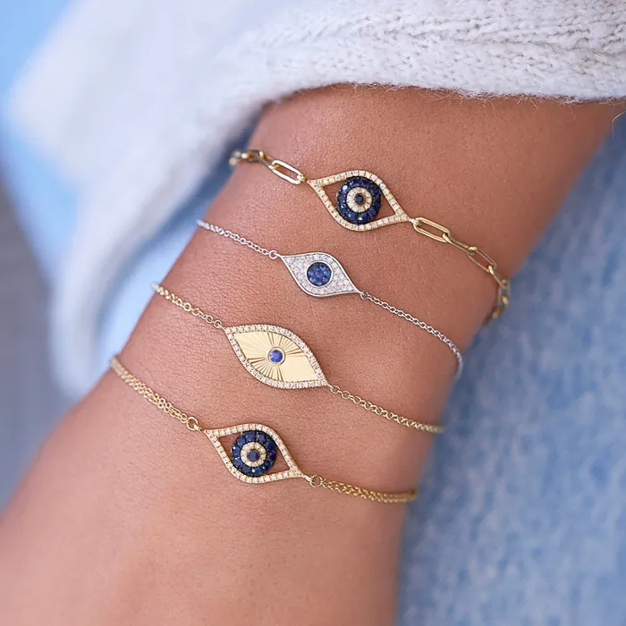 Bracelets NicoleHD Jewelry Evil Eye Diamond And Sapphire Chain Bracelet