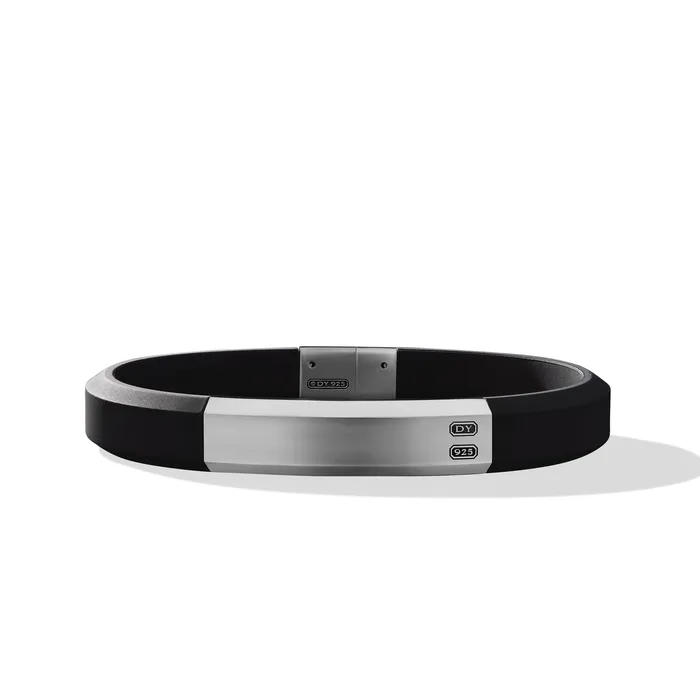 Bracelets Streamline ID Bracelet with Black Rubber and Sterling Silver 10mm David Yurman Bracelets Streamline ID Bracelet with Black Rubber and Sterling Silver 10mm David Yurman
