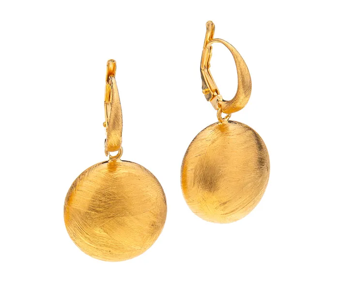 Earrings Nava Zahavi Nava Zahavi Gold Plated Lever Back Round Earrings