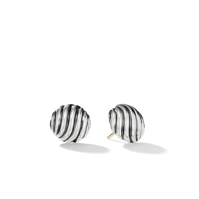 Earrings Sculpted Cable Stud Earrings in Sterling Silver 14mm David Yurman