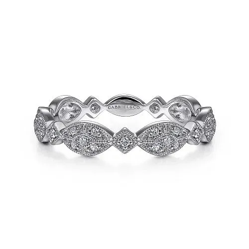 GABRIEL CO 14K White Gold Marquise Station Pave Diamond Stackable Ring Rings GABRIEL CO 14K White Gold Marquise Station Pave Diamond Stackable Ring Rings