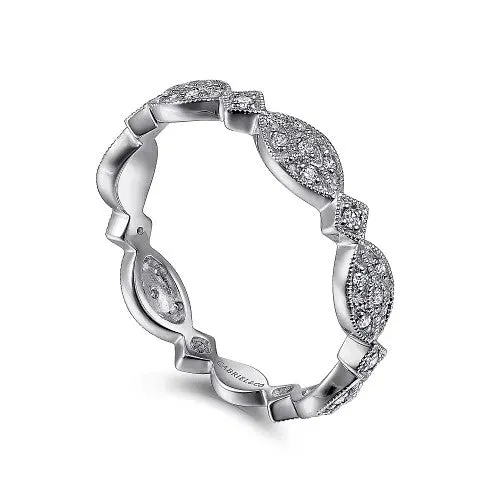 GABRIEL CO 14K White Gold Marquise Station Pave Diamond Stackable Ring Rings GABRIEL CO 14K White Gold Marquise Station Pave Diamond Stackable Ring Rings