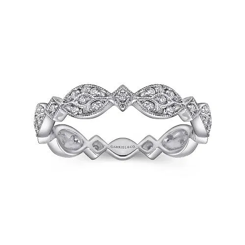 GABRIEL CO 14K White Gold Marquise Station Pave Diamond Stackable Ring Rings GABRIEL CO 14K White Gold Marquise Station Pave Diamond Stackable Ring Rings