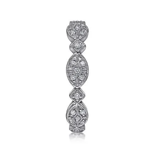 GABRIEL CO 14K White Gold Marquise Station Pave Diamond Stackable Ring Rings GABRIEL CO 14K White Gold Marquise Station Pave Diamond Stackable Ring Rings