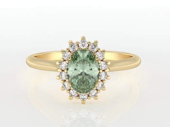 Rings Sapheena Jewelry Maia 10 Ct Oval Cut Halo Natural Green Sapphire Engagement Ring Rings Sapheena Jewelry Maia 10 Ct Oval Cut Halo Natural Green Sapphire Engagement Ring
