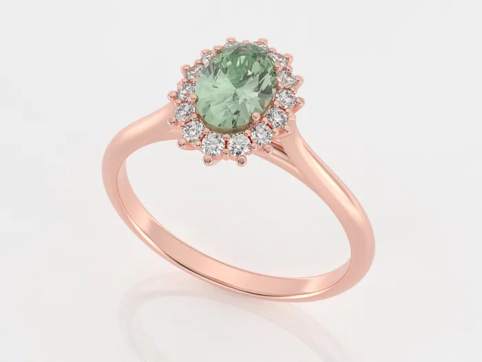 Rings Sapheena Jewelry Maia 10 Ct Oval Cut Halo Natural Green Sapphire Engagement Ring