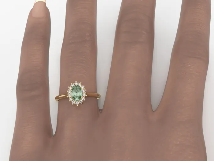 Rings Sapheena Jewelry Maia 10 Ct Oval Cut Halo Natural Green Sapphire Engagement Ring