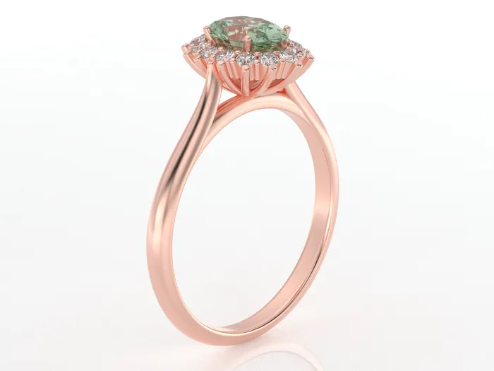 Rings Sapheena Jewelry Maia 10 Ct Oval Cut Halo Natural Green Sapphire Engagement Ring