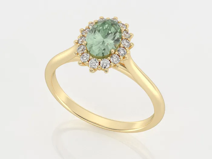 Rings Sapheena Jewelry Maia 10 Ct Oval Cut Halo Natural Green Sapphire Engagement Ring