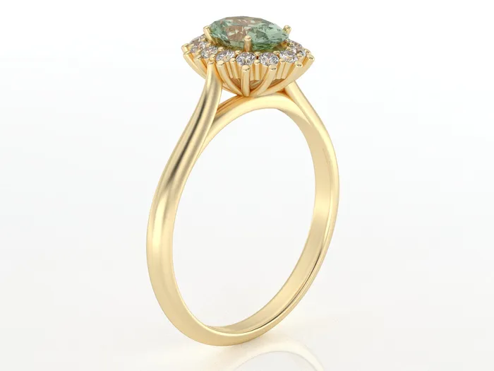 Rings Sapheena Jewelry Maia 10 Ct Oval Cut Halo Natural Green Sapphire Engagement Ring