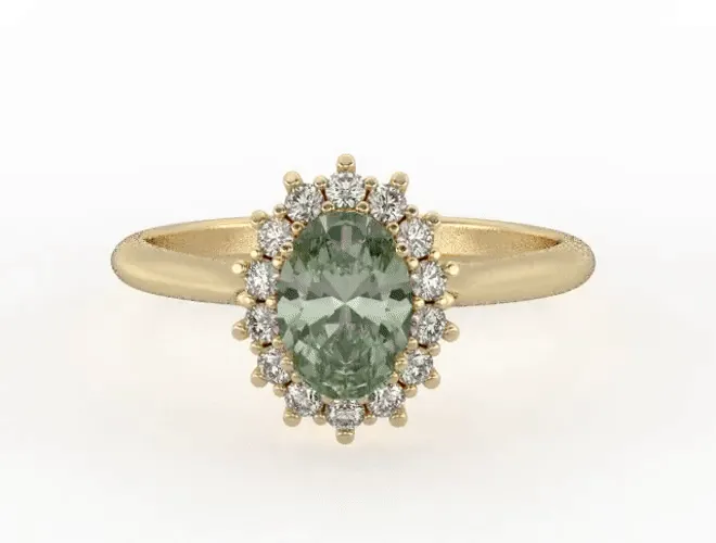 Rings Sapheena Jewelry Maia 10 Ct Oval Cut Halo Natural Green Sapphire Engagement Ring