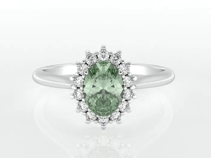 Rings Sapheena Jewelry Maia 10 Ct Oval Cut Halo Natural Green Sapphire Engagement Ring