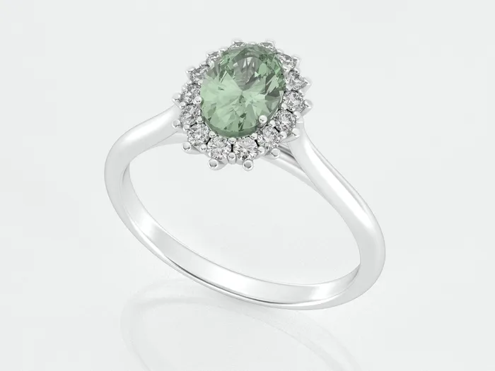 Rings Sapheena Jewelry Maia 10 Ct Oval Cut Halo Natural Green Sapphire Engagement Ring