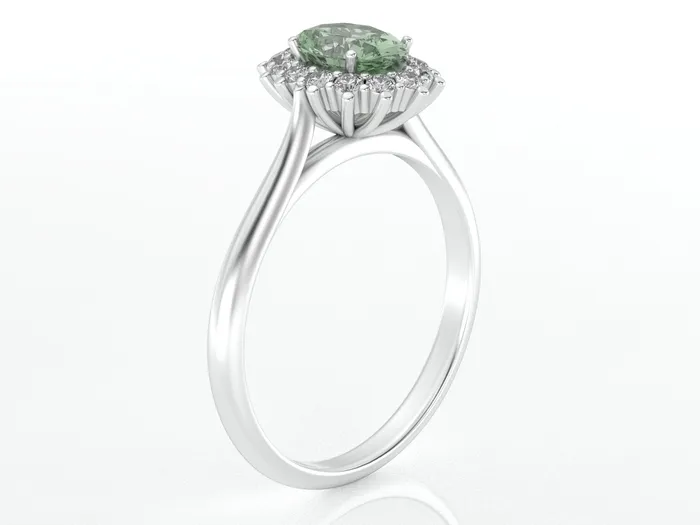 Rings Sapheena Jewelry Maia 10 Ct Oval Cut Halo Natural Green Sapphire Engagement Ring