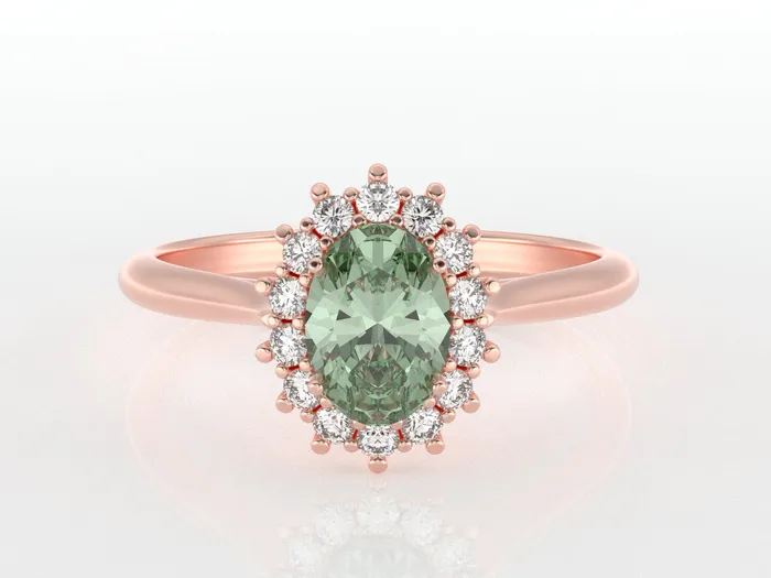 Rings Sapheena Jewelry Maia 10 Ct Oval Cut Halo Natural Green Sapphire Engagement Ring