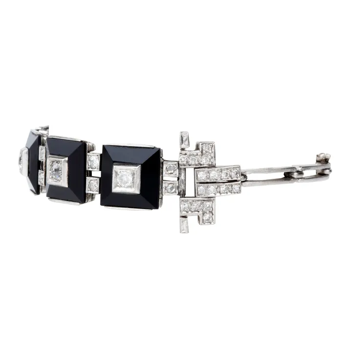 Vintage onyx and diamond bracelet Bell Bird Antiques Bracelets
