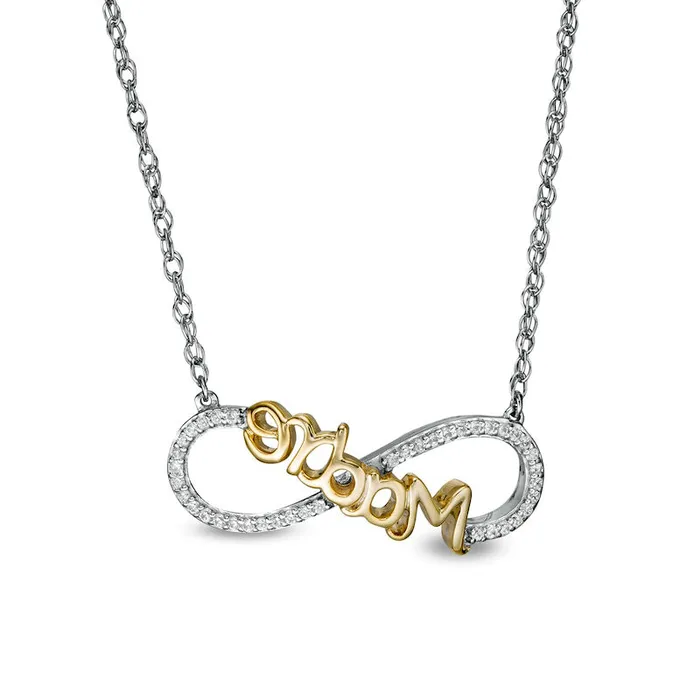007 CT TW Natural Diamond Madre Infinity Loop Necklace in Sterling Silver with 14K Gold Plate Goldia Necklaces 007 CT TW Natural Diamond Madre Infinity Loop Necklace in Sterling Silver with 14K Gold Plate Goldia Necklaces