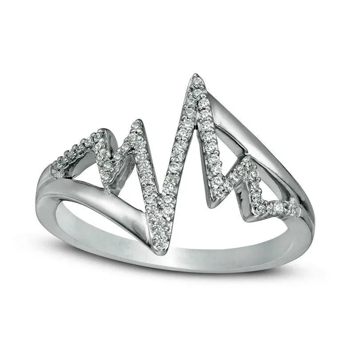 017 CT TW Natural Diamond Bypass Heartbeat Ring in Sterling Silver Goldia Rings 017 CT TW Natural Diamond Bypass Heartbeat Ring in Sterling Silver Goldia Rings