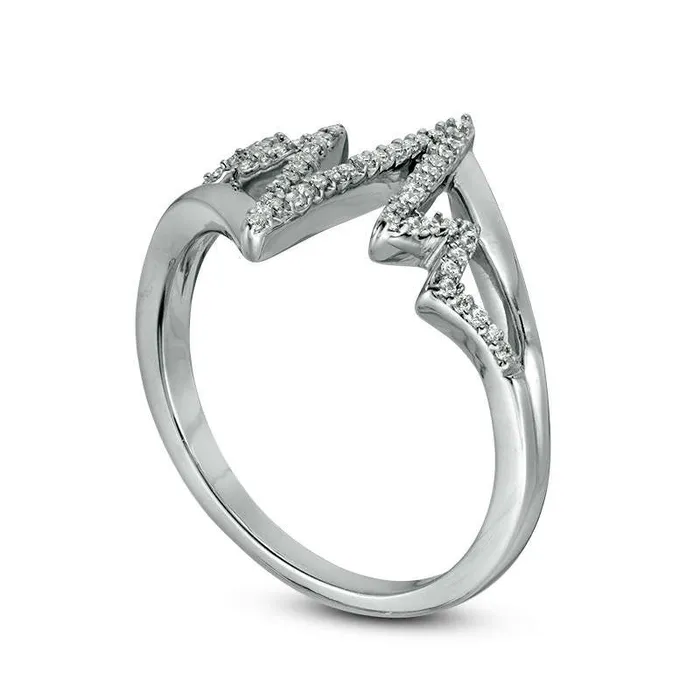 017 CT TW Natural Diamond Bypass Heartbeat Ring in Sterling Silver Goldia Rings 017 CT TW Natural Diamond Bypass Heartbeat Ring in Sterling Silver Goldia Rings