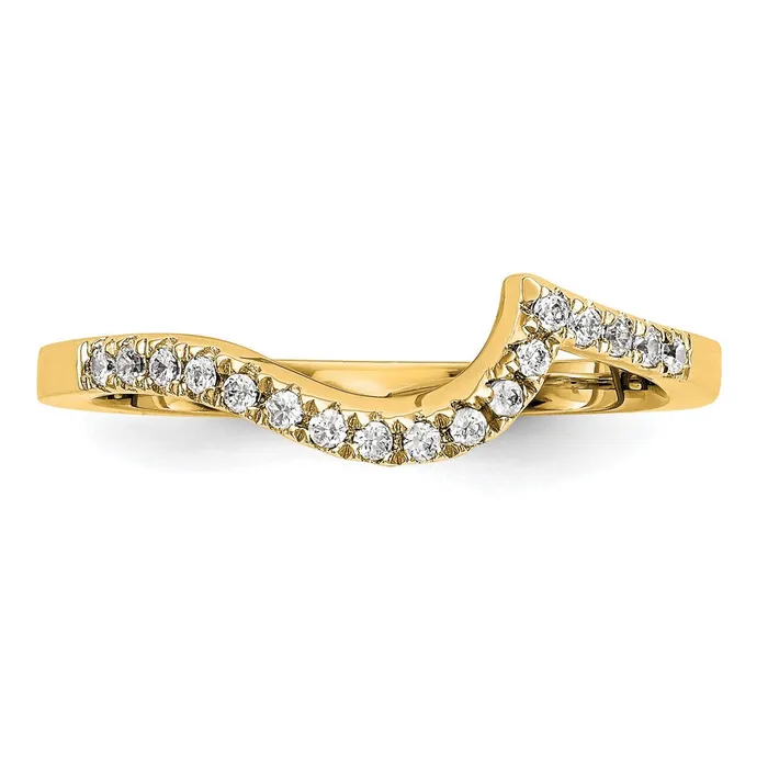 018ct CZ Solid Real 14k Yellow Gold Contoured Wedding Wedding Band Ring Goldia Rings