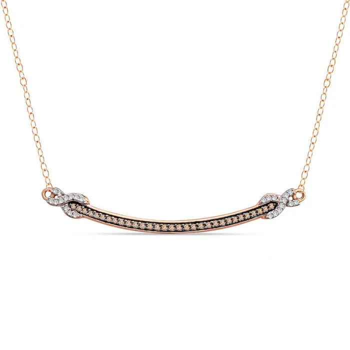 02 CT TW Champagne and White Natural Diamond Curved Bar Necklace in 10K Rose Gold Goldia Necklaces 02 CT TW Champagne and White Natural Diamond Curved Bar Necklace in 10K Rose Gold Goldia Necklaces