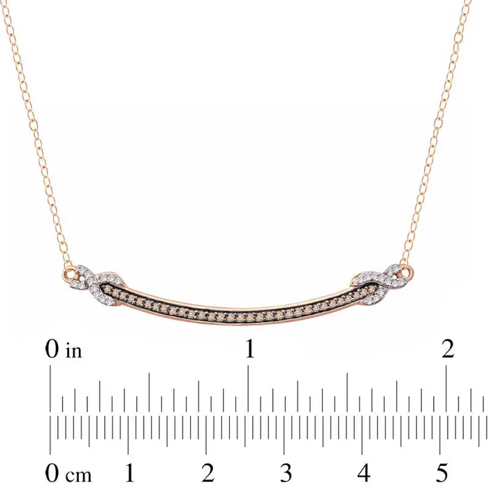 02 CT TW Champagne and White Natural Diamond Curved Bar Necklace in 10K Rose Gold Goldia Necklaces 02 CT TW Champagne and White Natural Diamond Curved Bar Necklace in 10K Rose Gold Goldia Necklaces