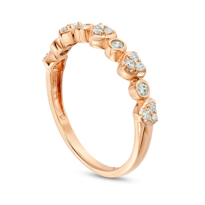 020 CT TW Natural Diamond Alternating Heart and Circle Stackable Band in Solid 10K Rose Gold Goldia Rings 020 CT TW Natural Diamond Alternating Heart and Circle Stackable Band in Solid 10K Rose Gold Goldia Rings