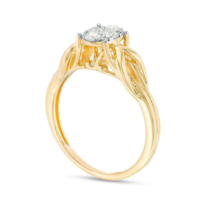 033 CT TW Composite Natural Diamond OvalShaped KnotSides Engagement Ring in Solid 10K Yellow Gold Goldia Rings 033 CT TW Composite Natural Diamond OvalShaped KnotSides Engagement Ring in Solid 10K Yellow Gold Goldia Rings