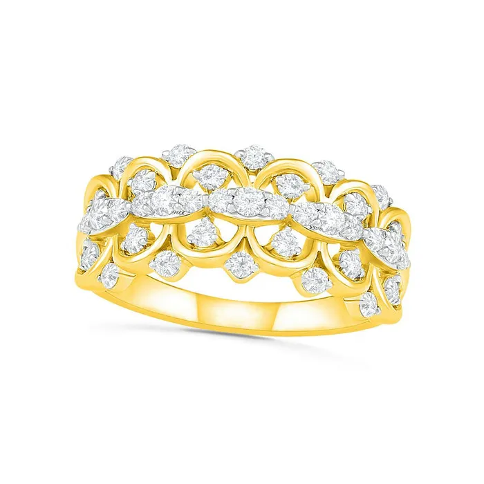 075 CT TW Natural Diamond Scallop Shank Ring in Solid 10K Yellow Gold Goldia Rings 075 CT TW Natural Diamond Scallop Shank Ring in Solid 10K Yellow Gold Goldia Rings