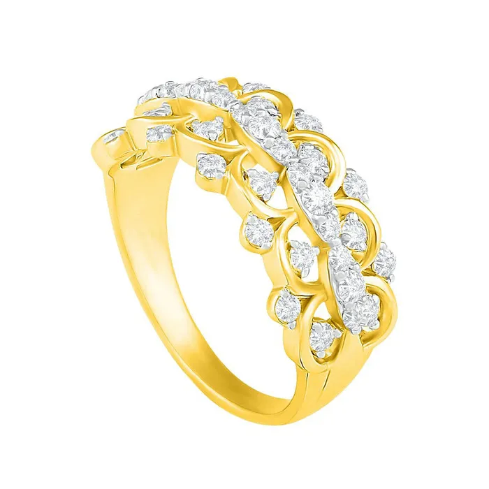 075 CT TW Natural Diamond Scallop Shank Ring in Solid 10K Yellow Gold Goldia Rings 075 CT TW Natural Diamond Scallop Shank Ring in Solid 10K Yellow Gold Goldia Rings
