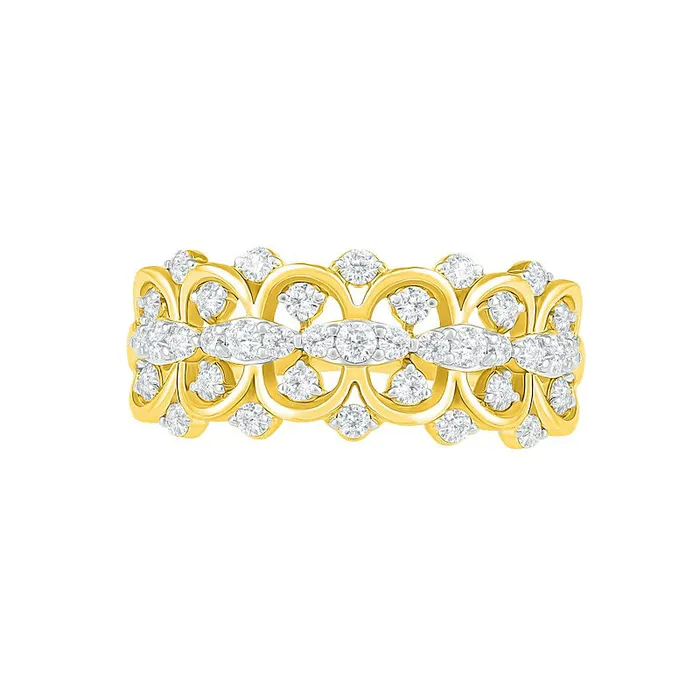 075 CT TW Natural Diamond Scallop Shank Ring in Solid 10K Yellow Gold Goldia Rings 075 CT TW Natural Diamond Scallop Shank Ring in Solid 10K Yellow Gold Goldia Rings