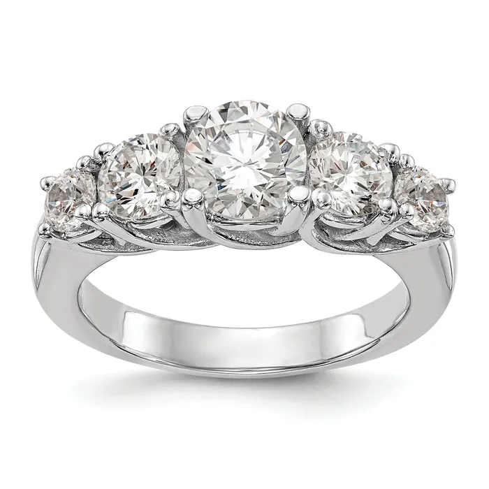 100ct CZ Solid Real 14K White Gold 5Stone Engagement Ring Goldia Rings