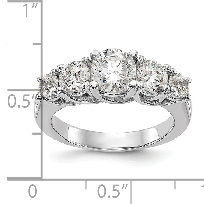 100ct CZ Solid Real 14K White Gold 5Stone Engagement Ring Goldia Rings